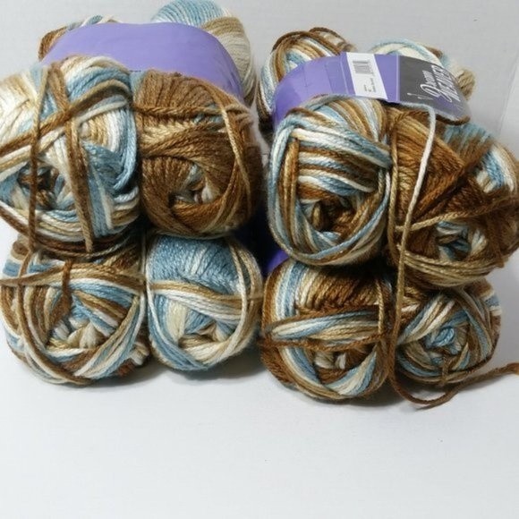 Brown Light Blue White Yarn 8 Total Skeins Worsted - Picture 5 of 13